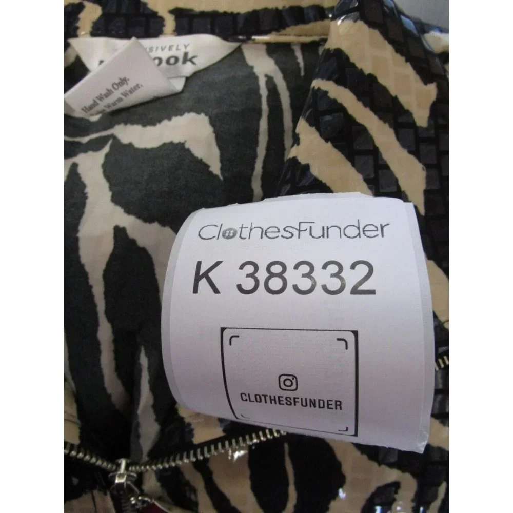VINTAGE Misook Jacket XS Brown Full Zip Shiny Evenings Zebra Print - Picture 9 of 9